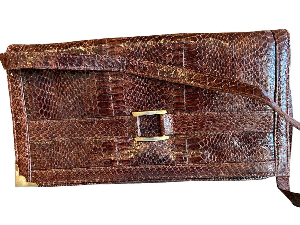 Vintage 60s Lizard Rectangular Convertible Shoulder Bag